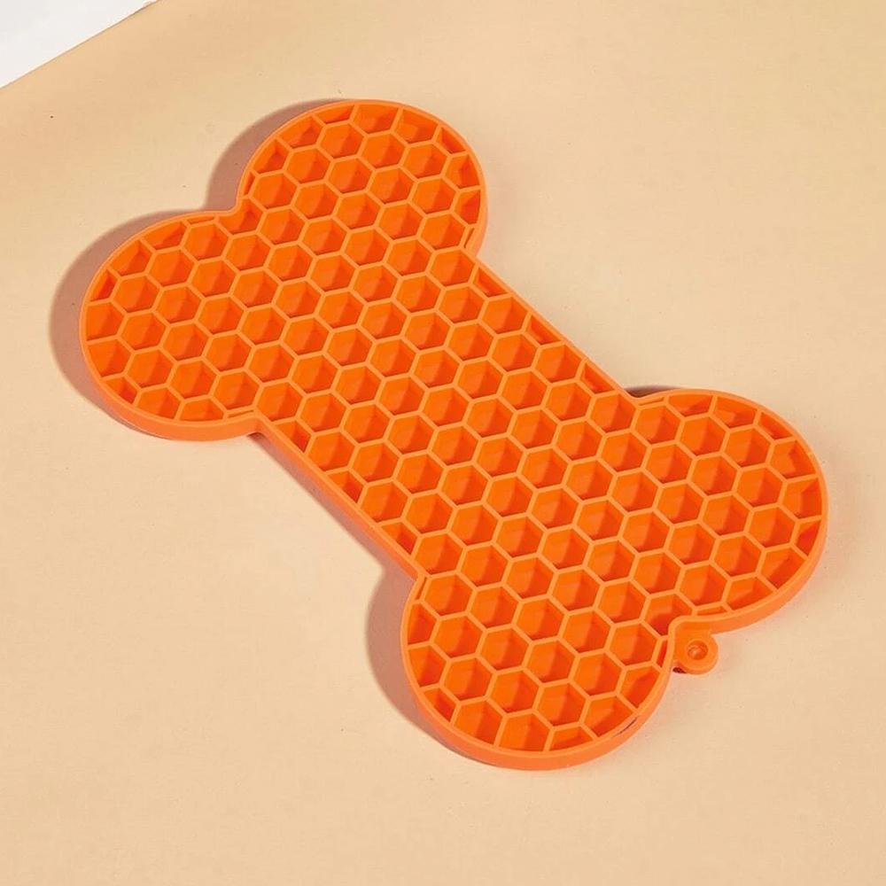1шт кость силиконовая лижущая подушечка медленное питание подушечка медленное питание для собак оранжевый