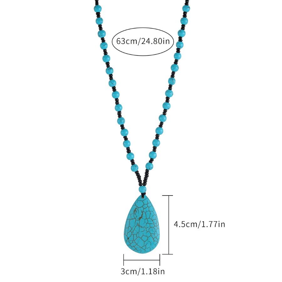 A Long Necklace Resembling Blue Turquoise with a Vintage Teardrop Pendant, Elegant And Stylish in a Bohemian Style, Perfect for Sweaters
A Long Necklace Resembling Blue Turquoise with a Vintage Teardrop Pendant, Elegant And Stylish in a Bohemian Style, Perfect for Sweaters