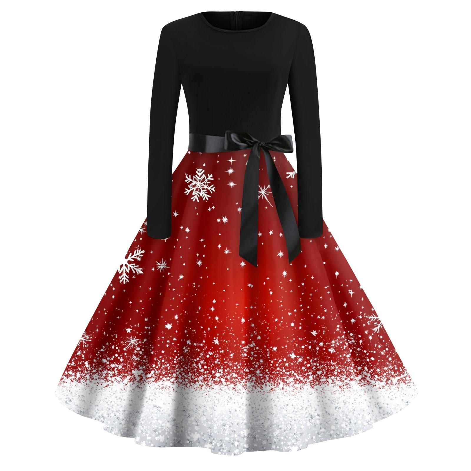 Жіночі модні повсякденні тонкі різдвяні сукні з довгим рукавом і круглим вирізом XXXL Кіновар
Жіночі модні повсякденні тонкі різдвяні сукні з довгим рукавом і круглим вирізом XXXL Кіновар