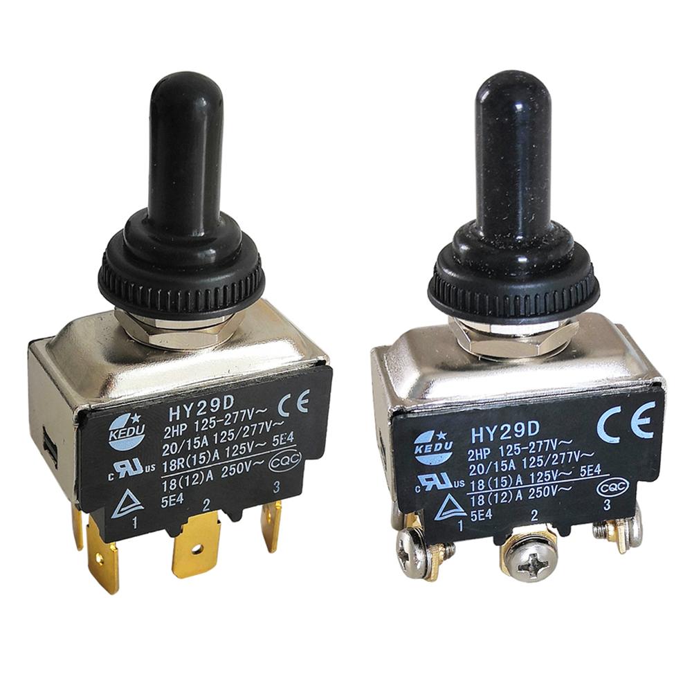 DPDT Toggle Switches with Sheath for Electrical Equipment KEDU HY29D 6 Pins Tab M3.5 Screw Terminals: screw чорний
DPDT Toggle Switches with Sheath for Electrical Equipment KEDU HY29D 6 Pins Tab M3.5 Screw Terminals: screw чорний