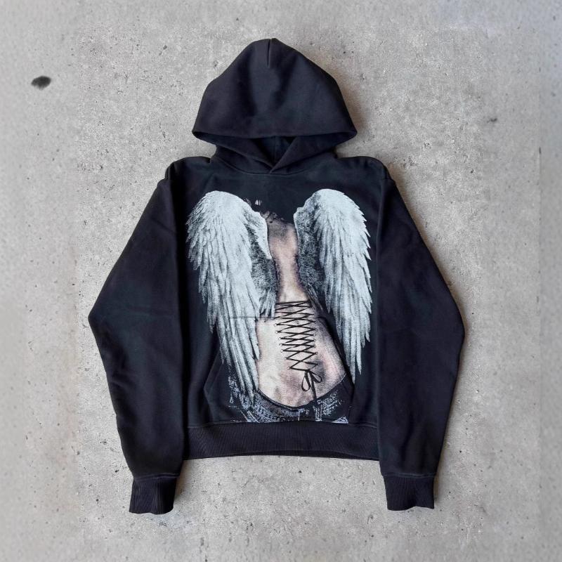 European and American Y2K printed pattern men s and women s spring street fashion loose hoodie S чорний
European and American Y2K printed pattern men s and women s spring street fashion loose hoodie S чорний