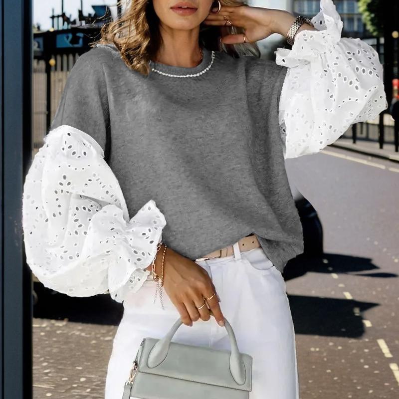 ZANZEA Жіночі вінтажні мереживні пуловери з довгим рукавом і круглим вирізом M сірий
ZANZEA Жіночі вінтажні мереживні пуловери з довгим рукавом і круглим вирізом M сірий