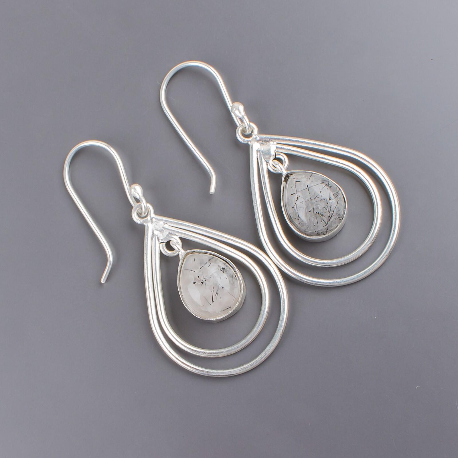 Natural Black Rutile Gemstone 925 Solid Silver Designer Jewelry Earrings 2.00 EE-34-25
Natural Black Rutile Gemstone 925 Solid Silver Designer Jewelry Earrings 2.00 EE-34-25