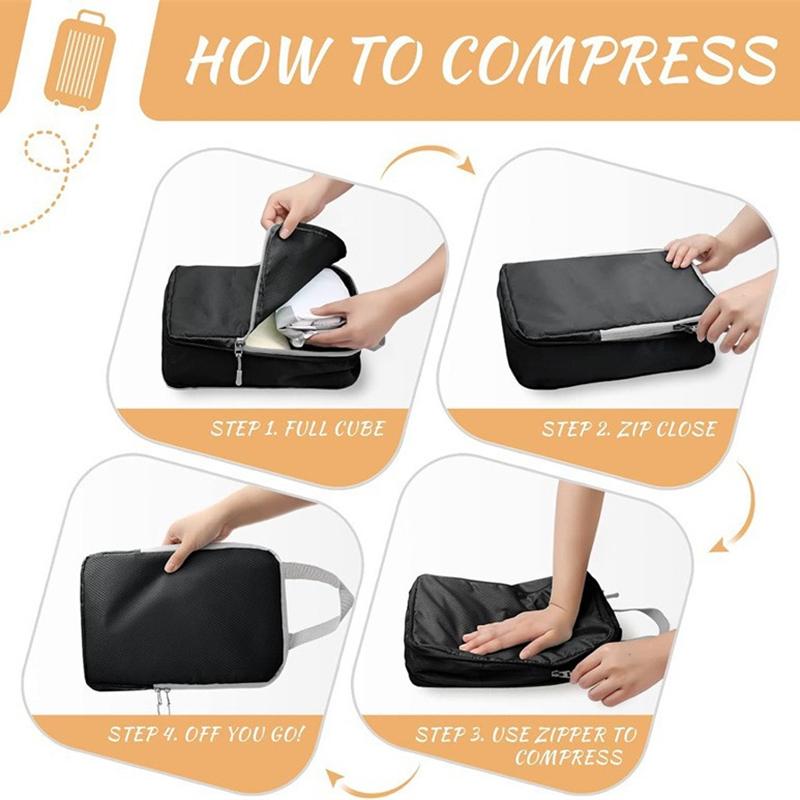 Set/4Pcs Travel Compression Packing Cubes Bag Portable Suitcase Clothes Organizers Waterproof Luggage Storage Cases Drawer Bags
Set/4Pcs Travel Compression Packing Cubes Bag Portable Suitcase Clothes Organizers Waterproof Luggage Storage Cases Drawer Bags