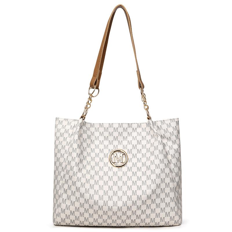 Женская сумка-тоут для поездок на работу, модная сумка через плечо в новом тренде, большая вместимость, простая, ретро, с принтом белый