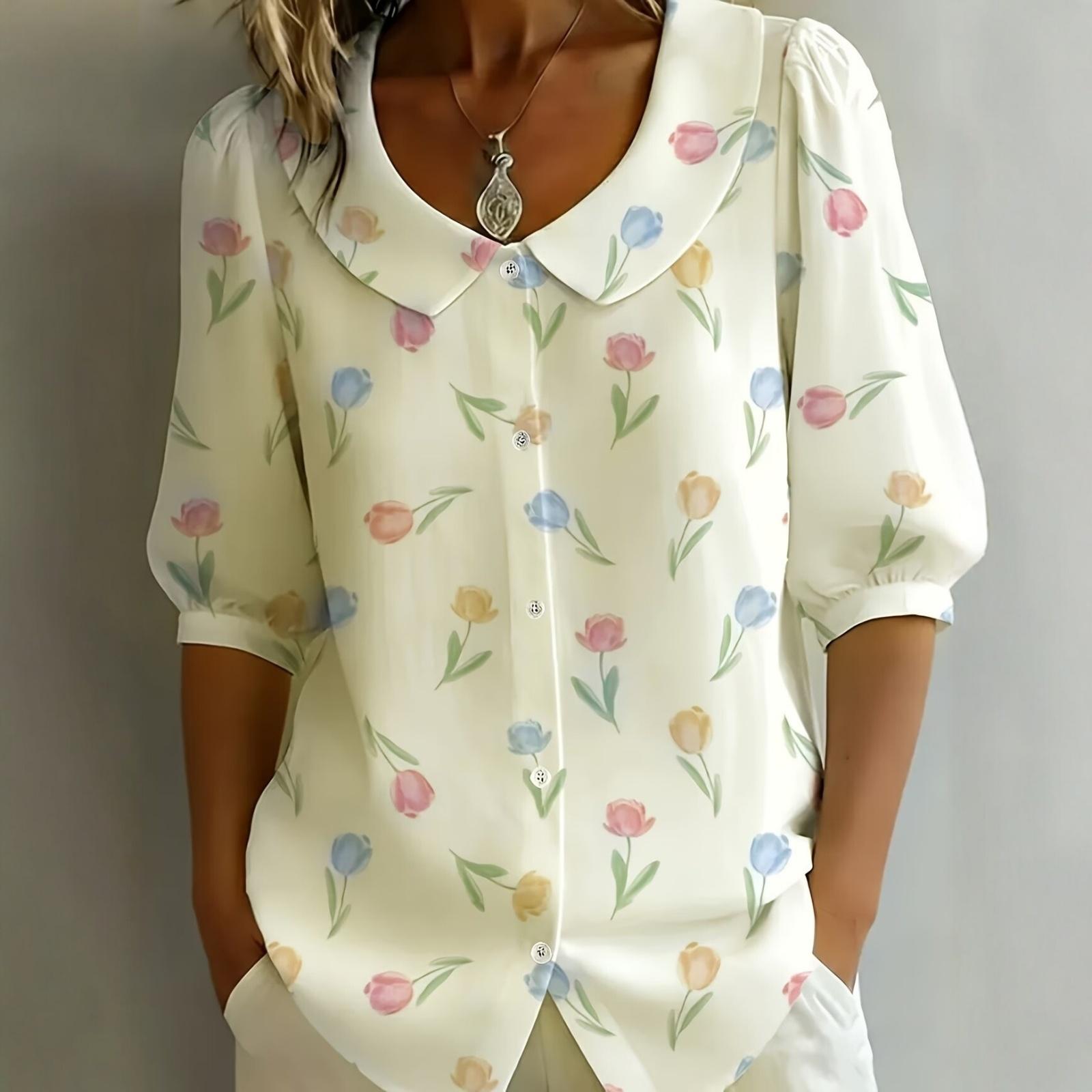 Women Loose Fit Puff Sleeve Floral Print Blouse with Collar Button Down Casual Shirt Top L бежевый
Women Loose Fit Puff Sleeve Floral Print Blouse with Collar Button Down Casual Shirt Top L бежевый