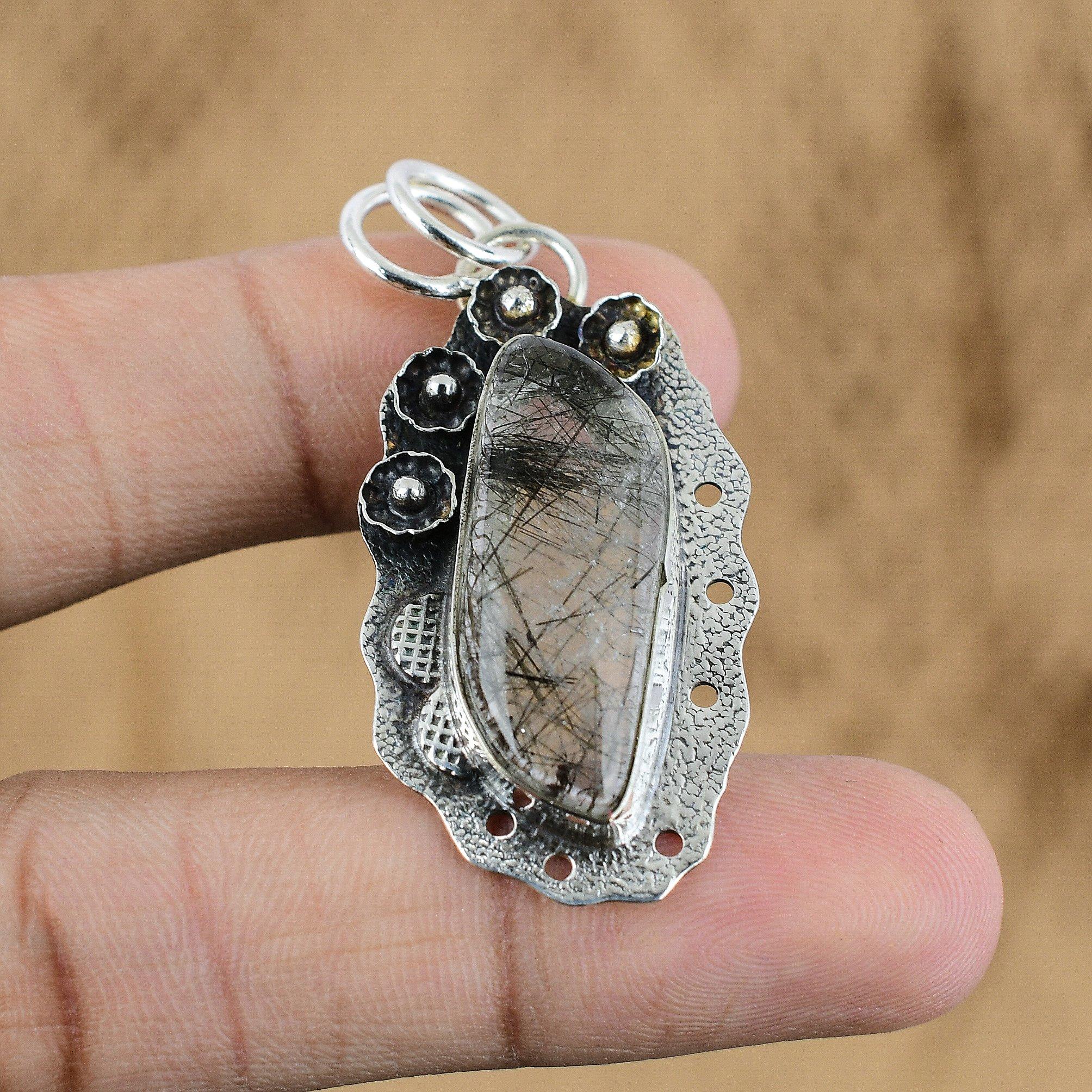 Mothers day Deal 925 Silver Marquise Natural Black Rutile Wife Art Deco Pendant
Mothers day Deal 925 Silver Marquise Natural Black Rutile Wife Art Deco Pendant
