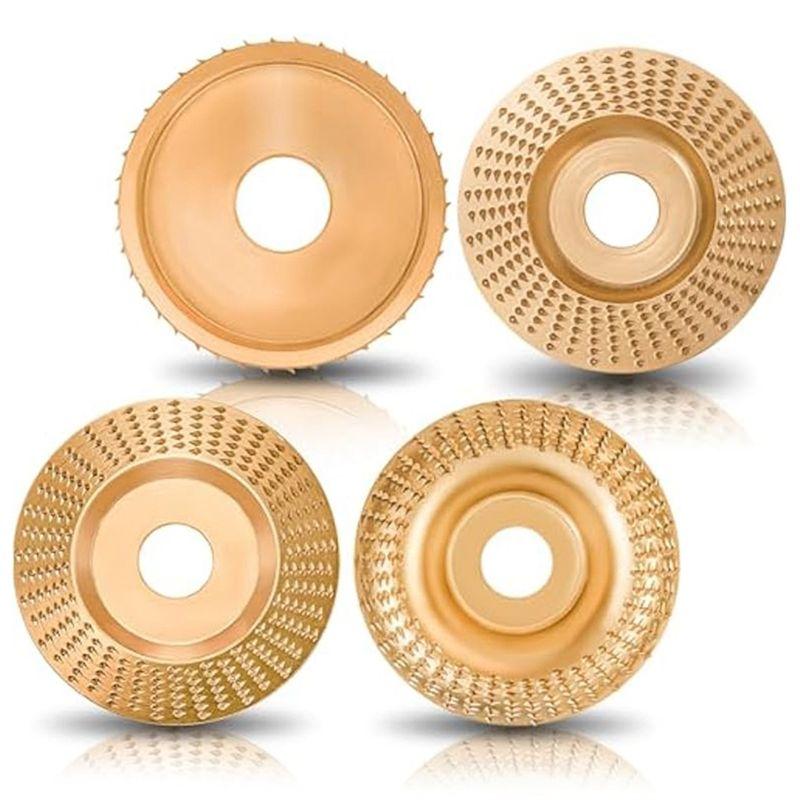 AEE2-4PCS Angle Grinder Wood Carving Disc Set For 4In Or 4 1/2In Attachment, Grinder Disc Wheel Attachments For Woodworking золотий
AEE2-4PCS Angle Grinder Wood Carving Disc Set For 4In Or 4 1/2In Attachment, Grinder Disc Wheel Attachments For Woodworking золотий