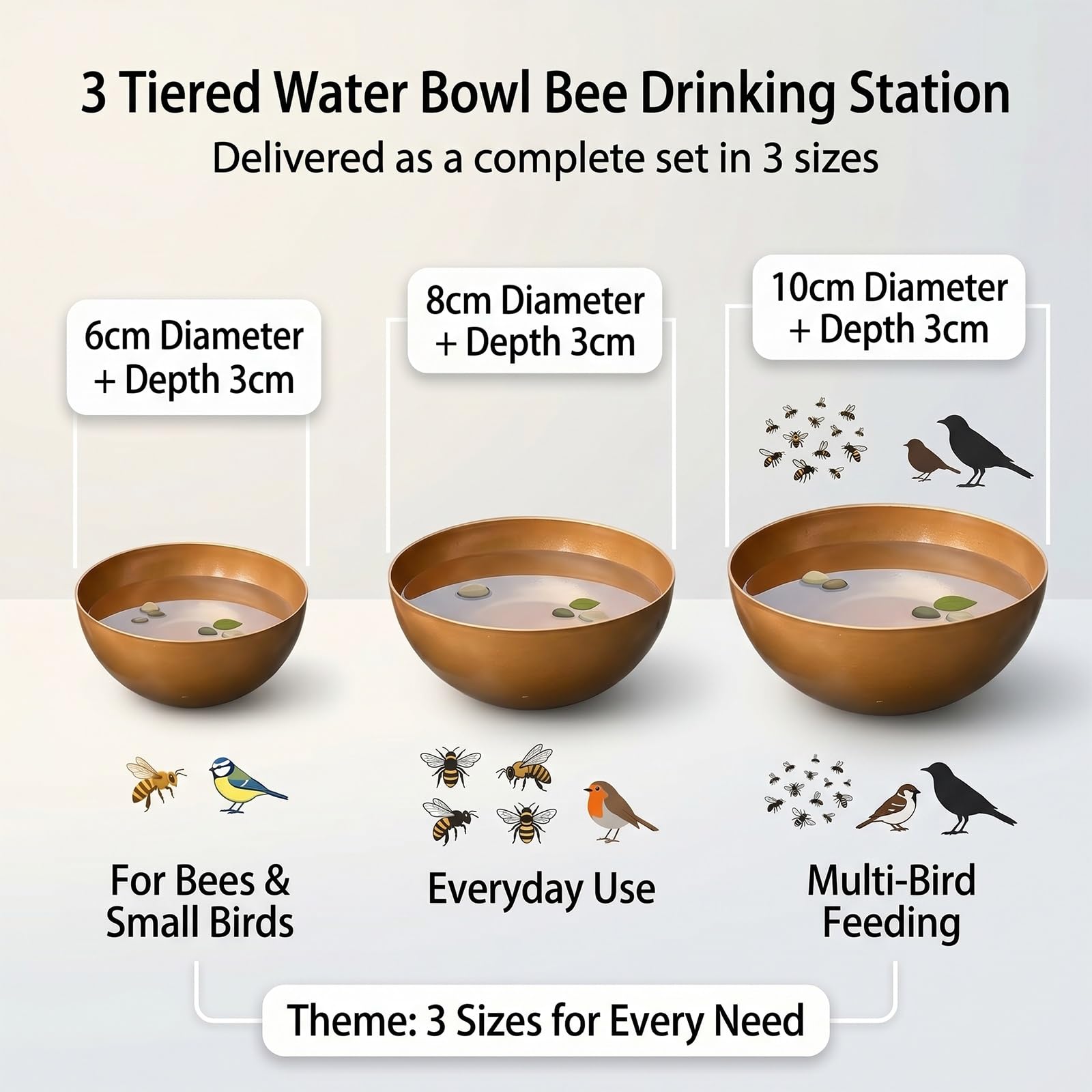 Outdoor Hanging Insect Watering Cup Set 3pc Metal Bird Feeder Bowls Wall Mounted Garden Decor for Wildlife Hydration One Size
Outdoor Hanging Insect Watering Cup Set 3pc Metal Bird Feeder Bowls Wall Mounted Garden Decor for Wildlife Hydration One Size