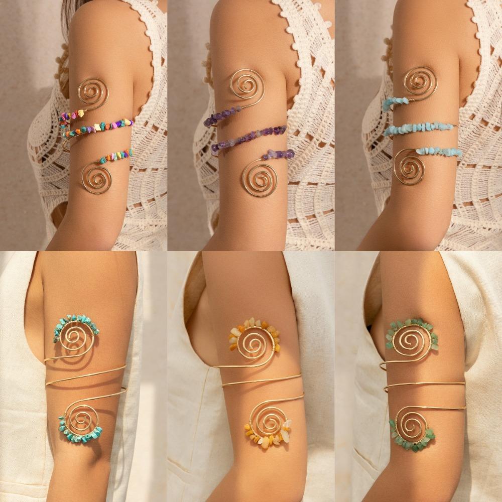 Bohemian Irregular Stones Arm Cuff Bracelets Spiral Upper Arm Bracelet Arm Accessories Style 1
Bohemian Irregular Stones Arm Cuff Bracelets Spiral Upper Arm Bracelet Arm Accessories Style 1
