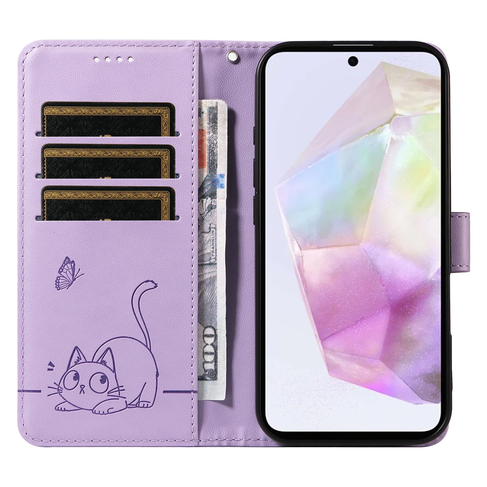 For Samsung Galaxy A56 5G/A36 5G Wallet Case Cat Pattern Imprint Leather Phone Cover with Wrist Strap Light Purple
For Samsung Galaxy A56 5G/A36 5G Wallet Case Cat Pattern Imprint Leather Phone Cover with Wrist Strap Light Purple
