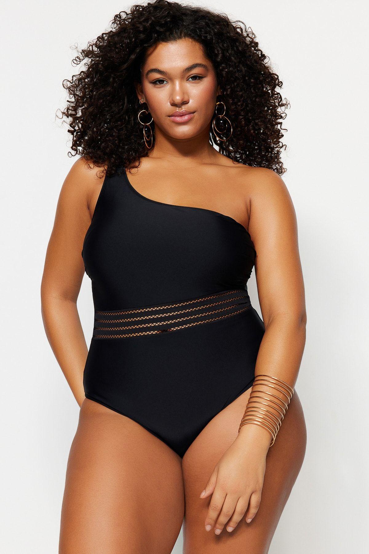 Women s Plus Size Swimsuit Plus Size Throw Cap Water Resistant Strapless Strapless Collar Black One Shoulder Stripe Detailed Swimsuit XL
Women s Plus Size Swimsuit Plus Size Throw Cap Water Resistant Strapless Strapless Collar Black One Shoulder Stripe Detailed Swimsuit XL