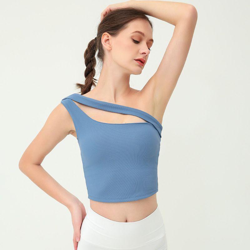Export New Arrival Asymmetric Yoga Bra Women s Sports Push up High Elastic Quick-Drying Fitness Running Spaghetti-Strap Camisole Top Blue L
Export New Arrival Asymmetric Yoga Bra Women s Sports Push up High Elastic Quick-Drying Fitness Running Spaghetti-Strap Camisole Top Blue L