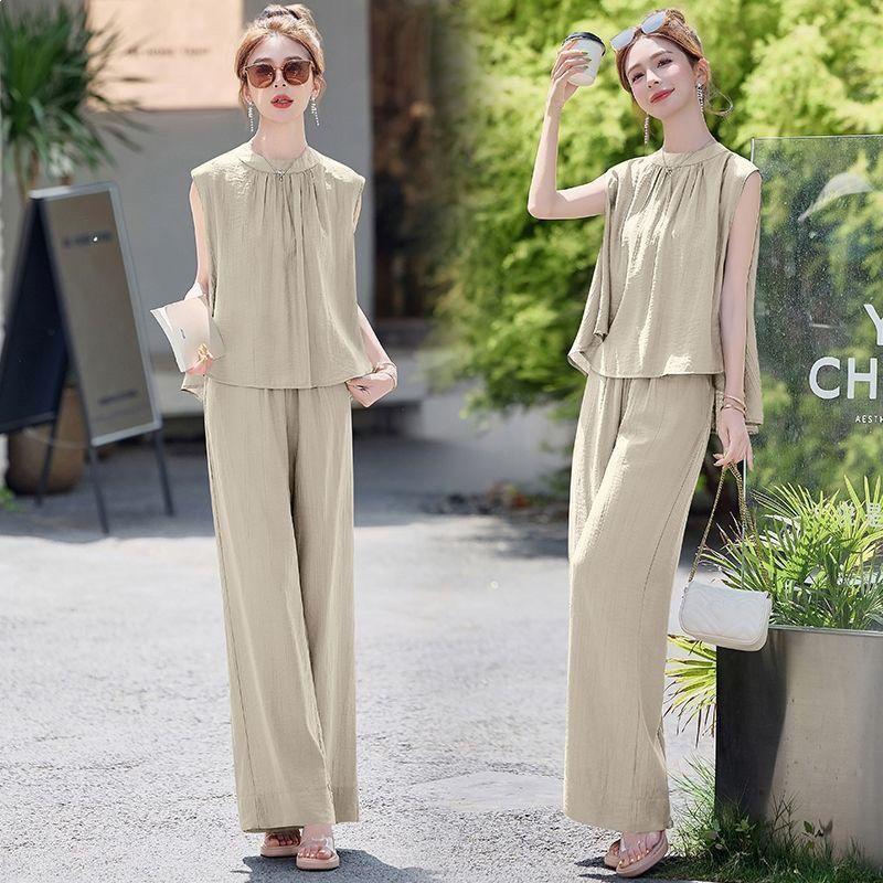 Stylish Sleeveless Wide-Leg Pants Suit: Summer Two-Piece Casual Outfit M (80-100 jin)
Stylish Sleeveless Wide-Leg Pants Suit: Summer Two-Piece Casual Outfit M (80-100 jin)