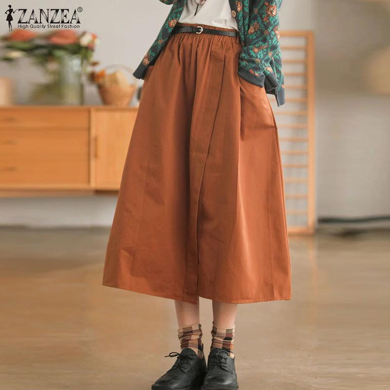 ZANZEA женская летняя повседневная однотонная свободная юбка трапециевидной формы со средней талией и карманами на резинке
ZANZEA женская летняя повседневная однотонная свободная юбка трапециевидной формы со средней талией и карманами на резинке