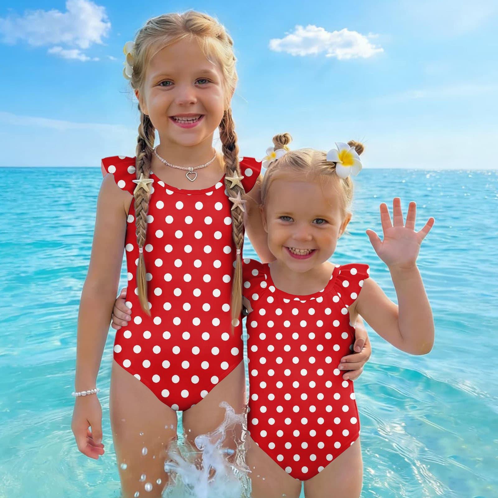 Girls One Piece Swimsuit Polka Dot Print Ruffle Sleeveless Swimwear Comfortable Fit Lightweight Fabric Suitable for Summer Beach Pool 120 червоний
Girls One Piece Swimsuit Polka Dot Print Ruffle Sleeveless Swimwear Comfortable Fit Lightweight Fabric Suitable for Summer Beach Pool 120 червоний