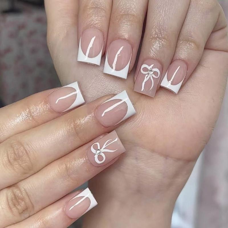 24 шт. Короткие квадратные накладные ногти с бантиками, полное покрытие, накладные ногти, французский кончик, накладные ногти, маникюрные принадлежности для женщин 1
24 шт. Короткие квадратные накладные ногти с бантиками, полное покрытие, накладные ногти, французский кончик, накладные ногти, маникюрные принадлежности для женщин 1