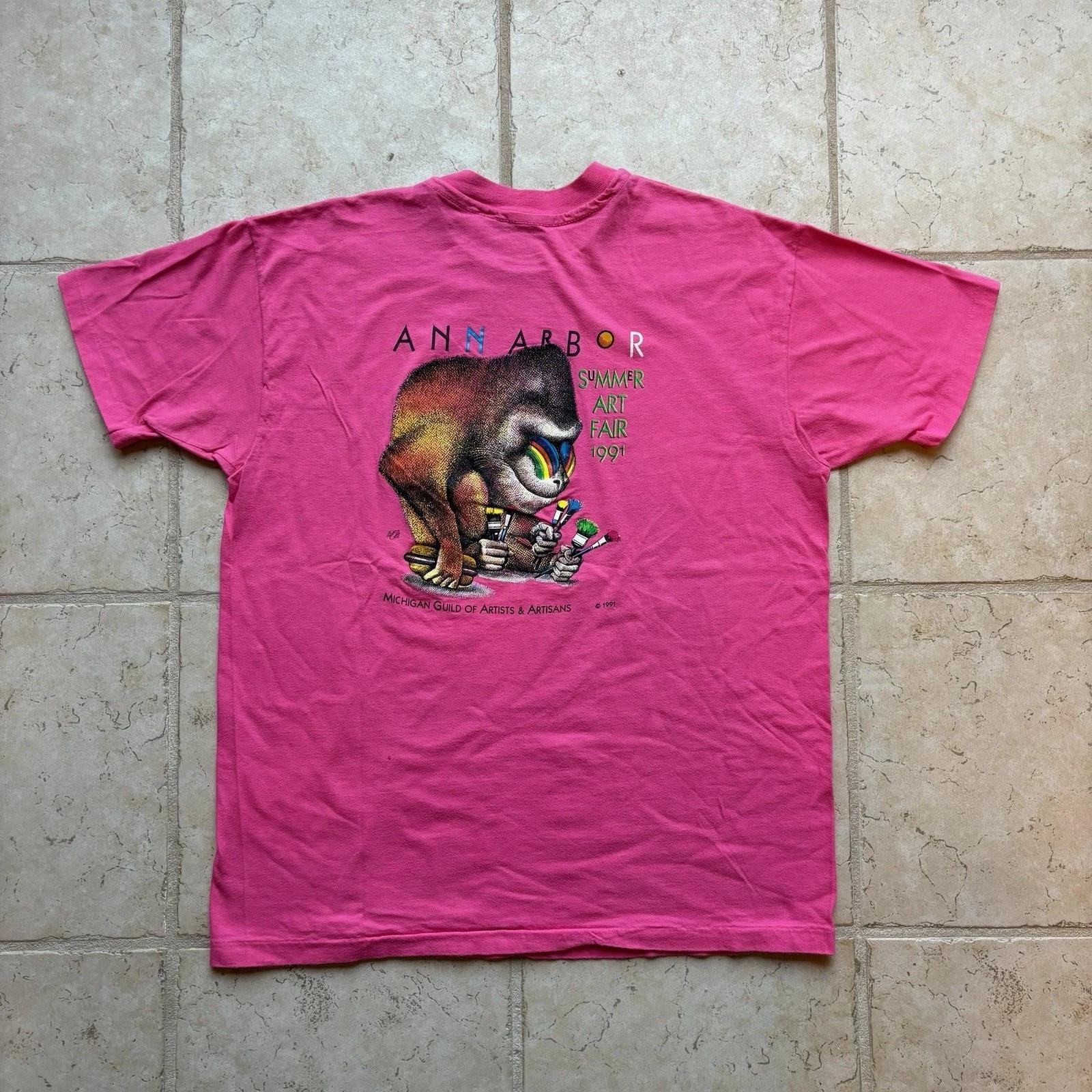 Vintage 1991 Ann Arbor Summer Art Fair Pink Graphic T Shirt Large Animals 4XL
Vintage 1991 Ann Arbor Summer Art Fair Pink Graphic T Shirt Large Animals 4XL