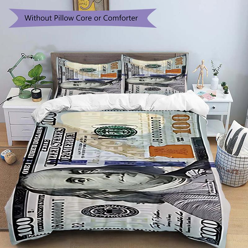 3pcs 100 Dollar Bill Design Comforter Set with One Quilt Cover and Two Pillowcases (No Core) - Perfect for Bedroom and Guest Room Decoration - Festive 135x200cm
3pcs 100 Dollar Bill Design Comforter Set with One Quilt Cover and Two Pillowcases (No Core) - Perfect for Bedroom and Guest Room Decoration - Festive 135x200cm