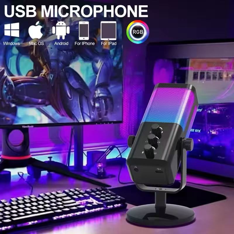 USB Игровой микрофон с балансом игрового чата, RGB конденсаторный микрофон с реверберацией/шумоподавлением/мониторингом микрофона, для стриминга чёрный
USB Игровой микрофон с балансом игрового чата, RGB конденсаторный микрофон с реверберацией/шумоподавлением/мониторингом микрофона, для стриминга чёрный