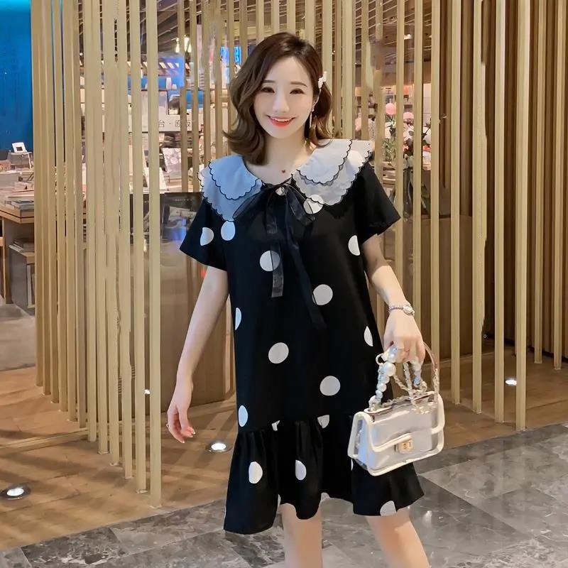 Платье в горошек оверсайз M-XXXXL, женское летнее платье до колена с короткими рукавами и отложным воротником M-XXL, оборками XXXL чёрный
Платье в горошек оверсайз M-XXXXL, женское летнее платье до колена с короткими рукавами и отложным воротником M-XXL, оборками XXXL чёрный