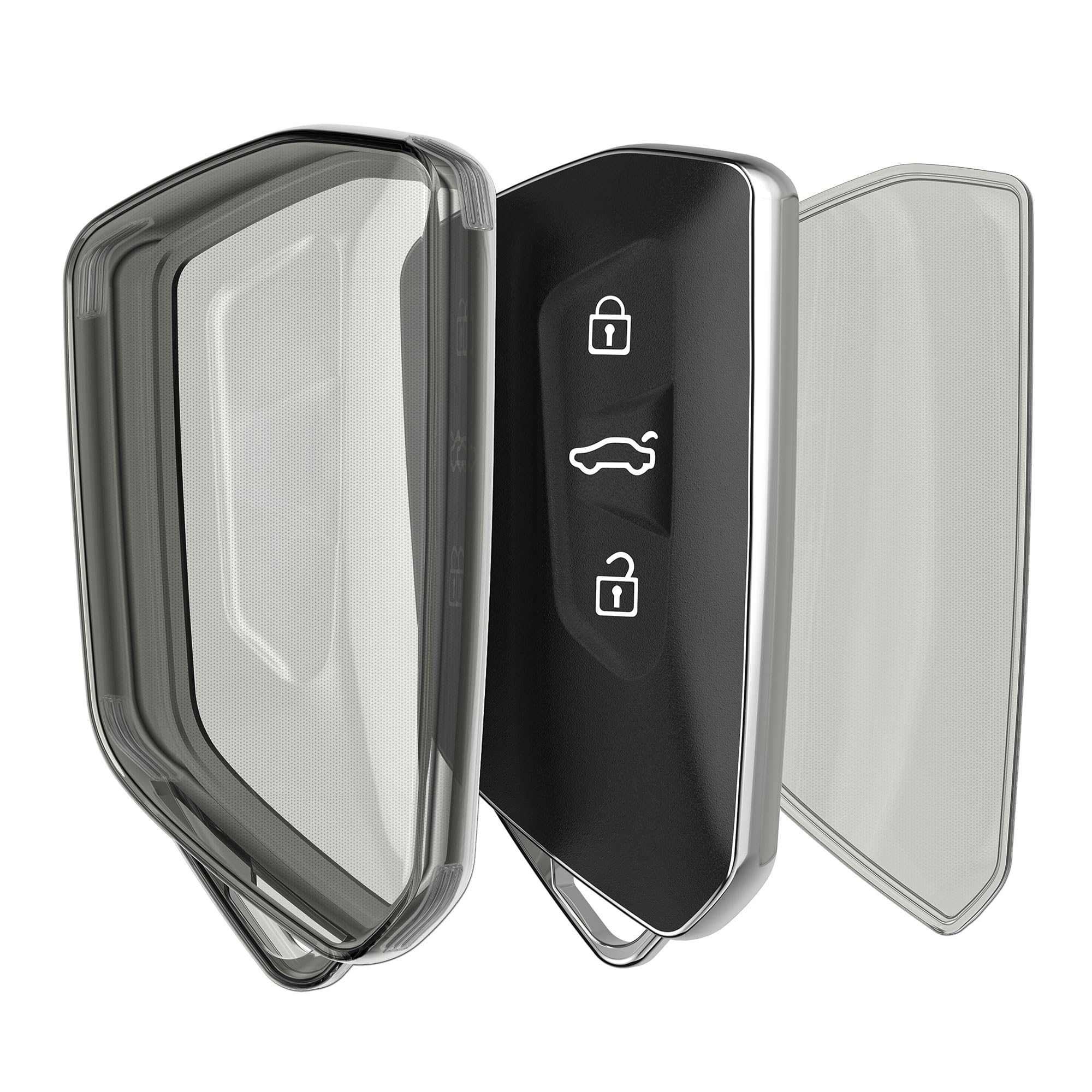 kwmobile Key Cover VW Golf 8 3-Button Car Key Compatible Key Case - Key Cover TPU Clear - Car Key Shockproof Protection Black/Transparent
kwmobile Key Cover VW Golf 8 3-Button Car Key Compatible Key Case - Key Cover TPU Clear - Car Key Shockproof Protection Black/Transparent