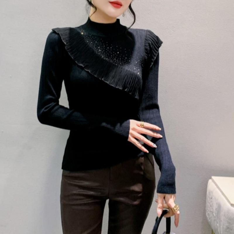 Heavy Industry Hot Diamond Half-Tree Neck Knitted Base Shirt for Women Spring Design Ruffle Long Sleeve Sweater Top XL чорний
Heavy Industry Hot Diamond Half-Tree Neck Knitted Base Shirt for Women Spring Design Ruffle Long Sleeve Sweater Top XL чорний