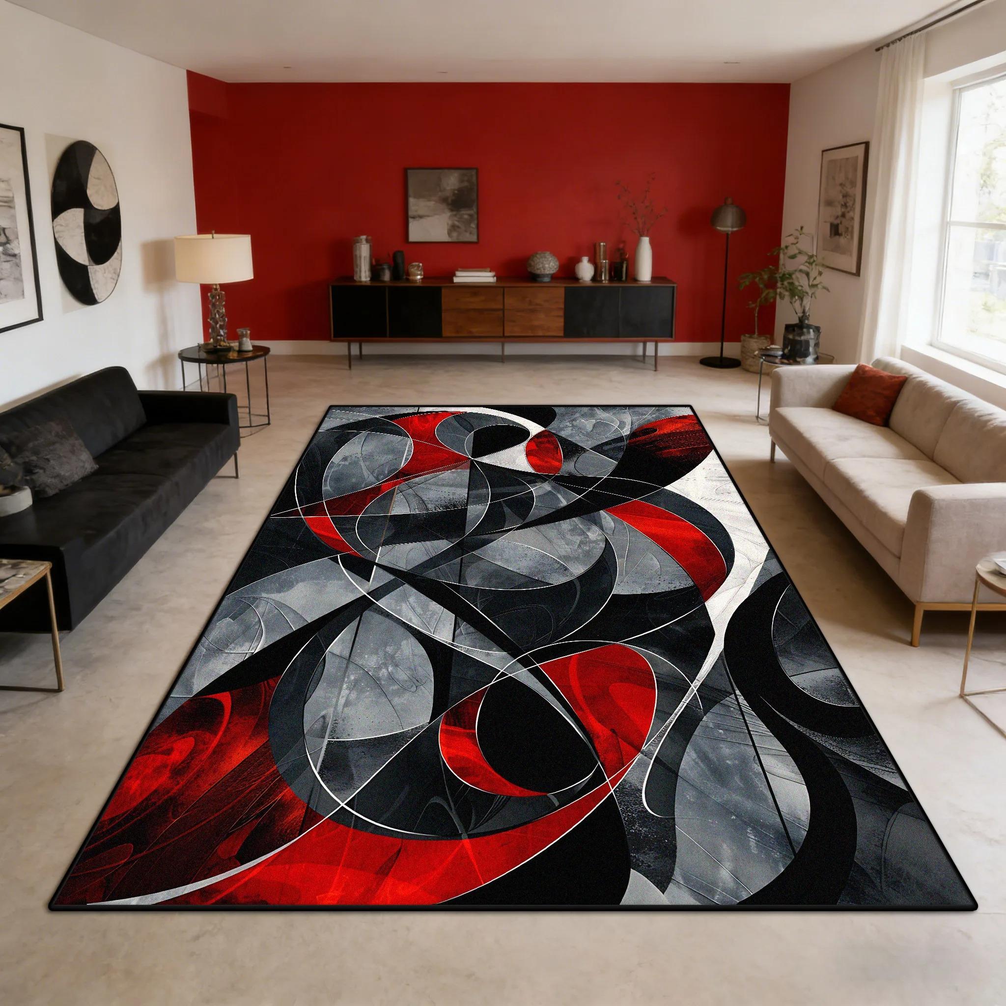 European Vintage Red and Black Carpet Modern Geometric Abstract Rug, Large Area Carpet Large Bedroom Decor Minimalists 40X60cm
European Vintage Red and Black Carpet Modern Geometric Abstract Rug, Large Area Carpet Large Bedroom Decor Minimalists 40X60cm