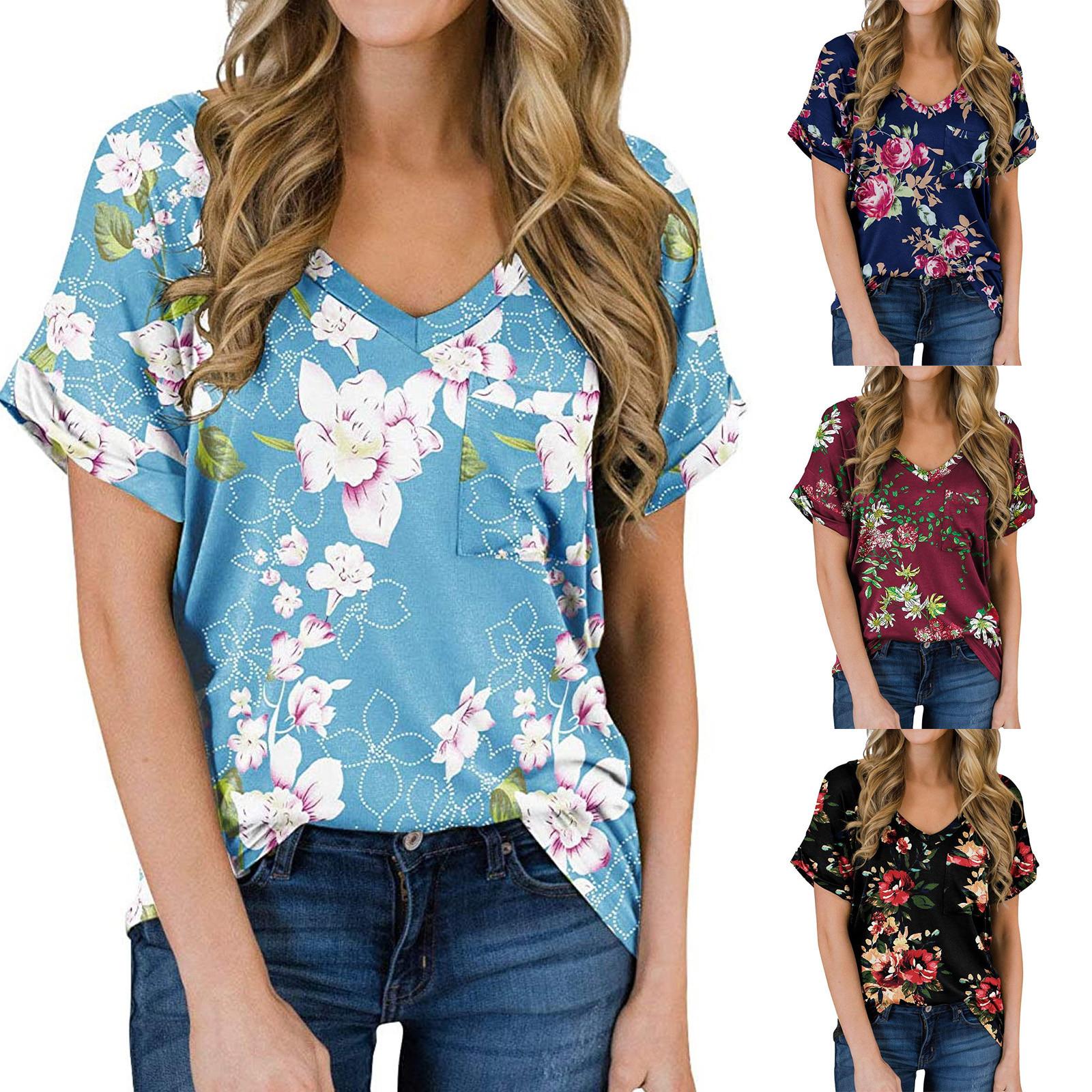 Модная женская повседневная блузка с v-образным вырезом и карманом с рюшами и принтом, футболки
Модная женская повседневная блузка с v-образным вырезом и карманом с рюшами и принтом, футболки