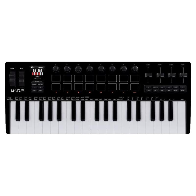 M-VAVE SMK-37 Pro 37-Key MIDI Keyboard Controller with Sound Source, Arrangement Pad, and Fader.
M-VAVE SMK-37 Pro 37-Key MIDI Keyboard Controller with Sound Source, Arrangement Pad, and Fader.