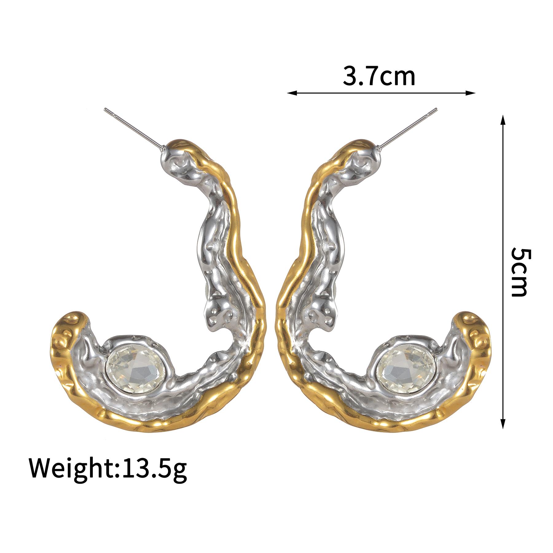 Atoztide Exaggerated Two-Tone Zircon Earrings for Women Stainless Steel Gold Color Stone Texture Earring Birthday Jewelry Gift
Atoztide Exaggerated Two-Tone Zircon Earrings for Women Stainless Steel Gold Color Stone Texture Earring Birthday Jewelry Gift