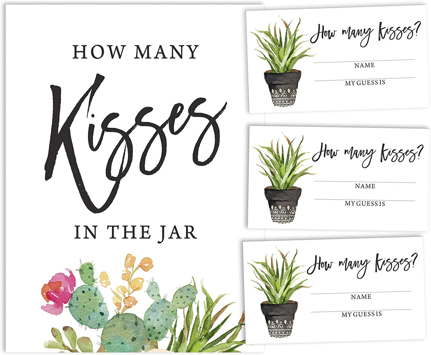 Inkdotpot How Many Kisses in The Jar White Cactus Taco bout Love Bridal Shower Game 1 Sign + 30 Cards 3.5 x 2 Inches білий
Inkdotpot How Many Kisses in The Jar White Cactus Taco bout Love Bridal Shower Game 1 Sign + 30 Cards 3.5 x 2 Inches білий