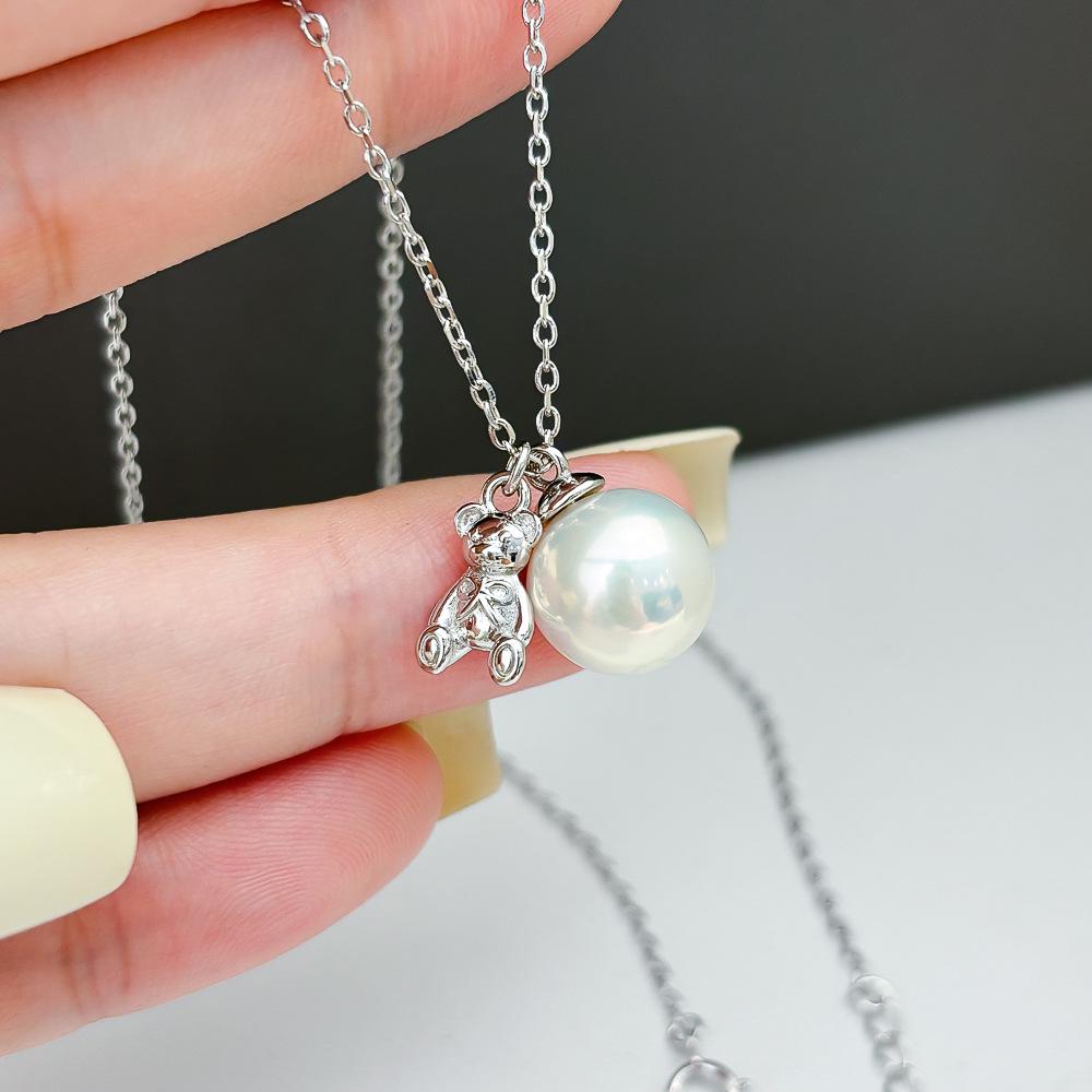 S925 Silver Bear Pendant Necklace with DIY Pearl Setting, Fits 6-12mm Round/Oval Pearls Silver Integrated Chain without Pearl
S925 Silver Bear Pendant Necklace with DIY Pearl Setting, Fits 6-12mm Round/Oval Pearls Silver Integrated Chain without Pearl
