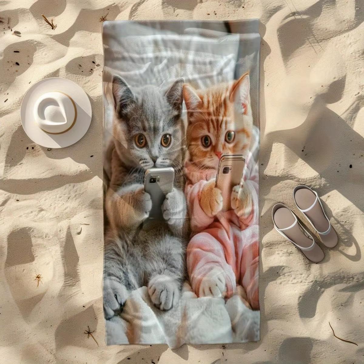 1pc Two Cats Using Phones Beach Towel Soft Ultra-Absorbent Microfiber Lightweight for Beach Parties Travel Camping W40*H60(CM)
1pc Two Cats Using Phones Beach Towel Soft Ultra-Absorbent Microfiber Lightweight for Beach Parties Travel Camping W40*H60(CM)