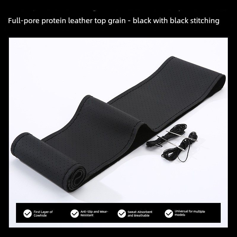 Car Steering Wheel Cover, Suitable for All Seasons, Genuine Leather Hand-Stitched Handle Cover, Sweat-Absorbent, Non-Slip, Wear-Resistant Full Hole Black Black Line 38cm
Car Steering Wheel Cover, Suitable for All Seasons, Genuine Leather Hand-Stitched Handle Cover, Sweat-Absorbent, Non-Slip, Wear-Resistant Full Hole Black Black Line 38cm