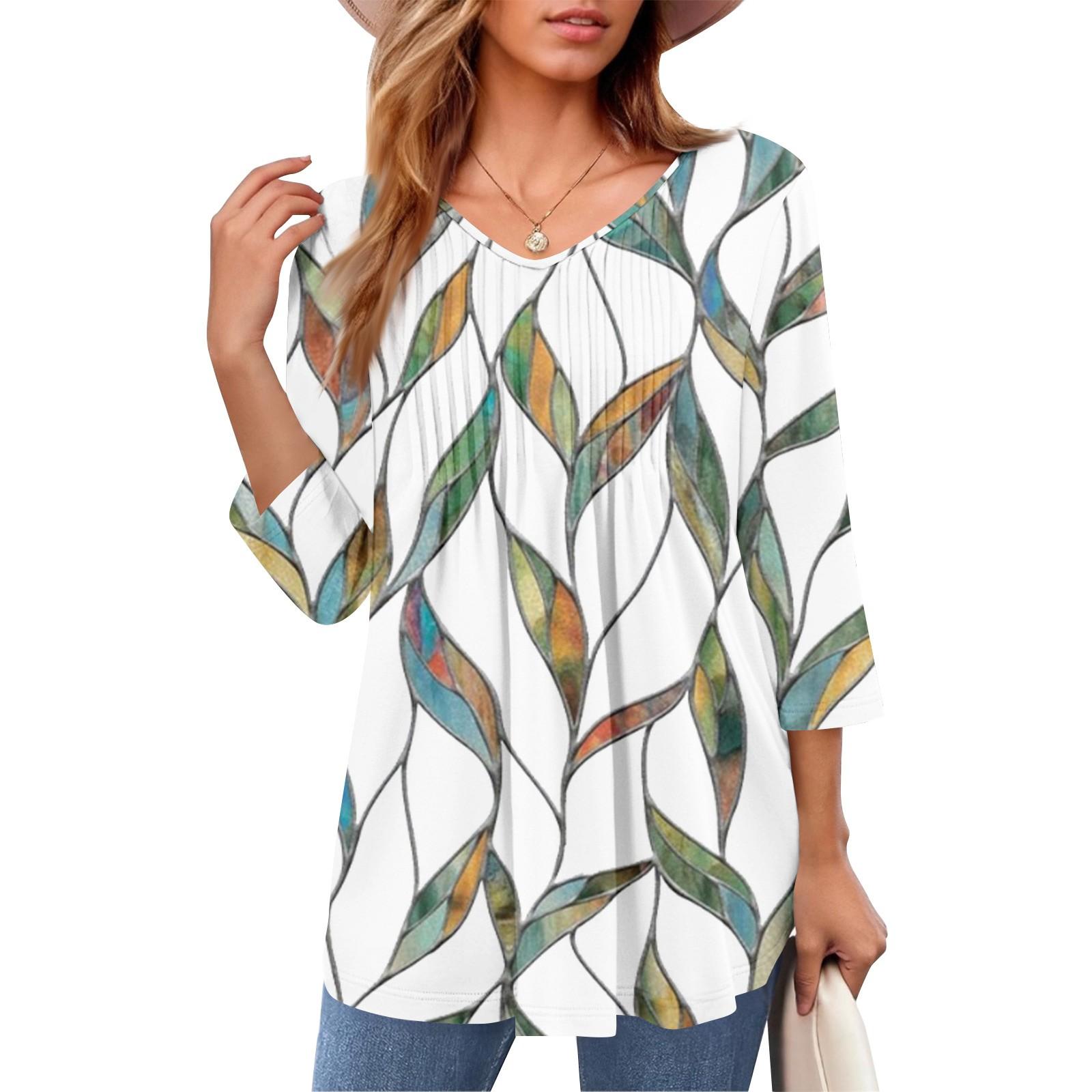 Жіночі топи з V-подібним вирізом, рукавами три чверті, смугасті плісовані повсякденні літні модні сорочки-топи XL білий
Жіночі топи з V-подібним вирізом, рукавами три чверті, смугасті плісовані повсякденні літні модні сорочки-топи XL білий