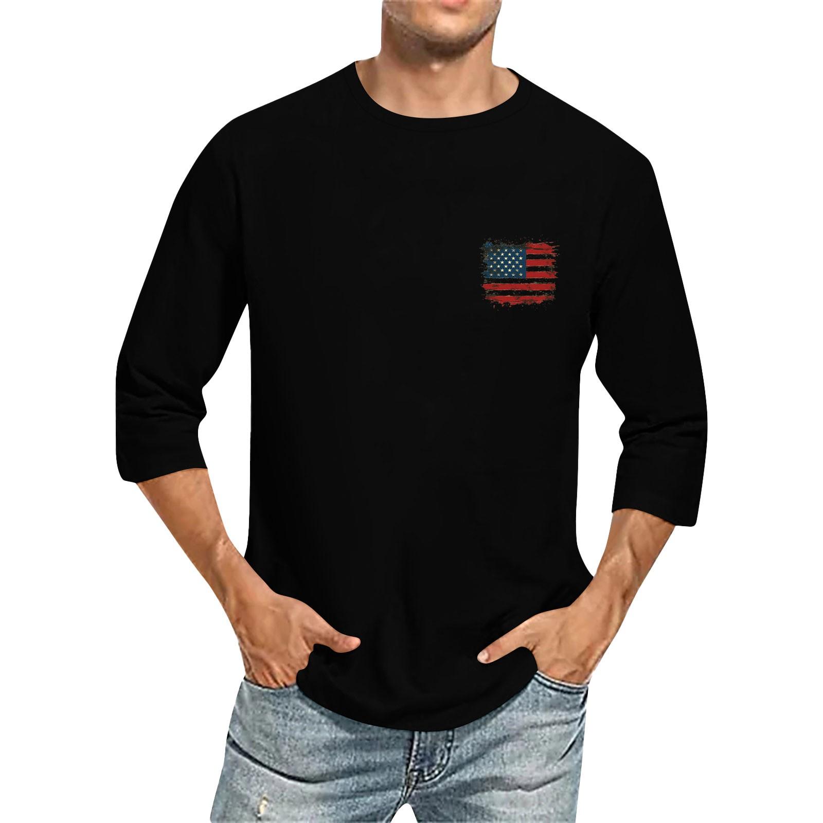 Мужская повседневная модная футболка с круглым вырезом и рукавом три четверти M чёрный
Мужская повседневная модная футболка с круглым вырезом и рукавом три четверти M чёрный