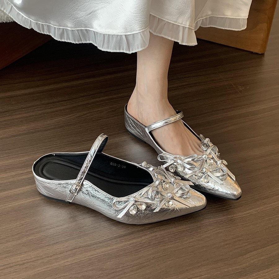 inner height increase silver bag head half slippers women s outer wear spring temperament ballet bow Mary Jane single shoes 35
inner height increase silver bag head half slippers women s outer wear spring temperament ballet bow Mary Jane single shoes 35