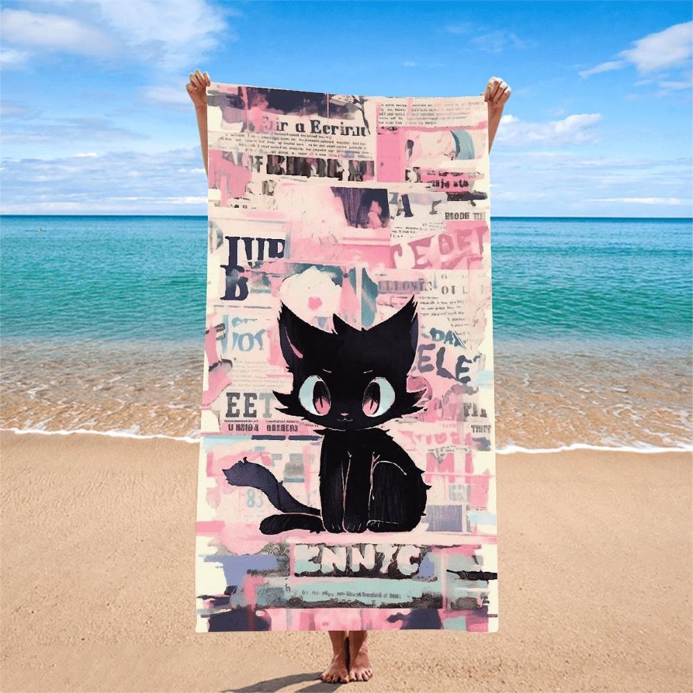 Dreamy Themed Cartoon Black Cat Printed Beach Towel, Anti Sand Super Absorbent Quick Drying Towel, Essential For Swimming W30*H60(CM)
Dreamy Themed Cartoon Black Cat Printed Beach Towel, Anti Sand Super Absorbent Quick Drying Towel, Essential For Swimming W30*H60(CM)