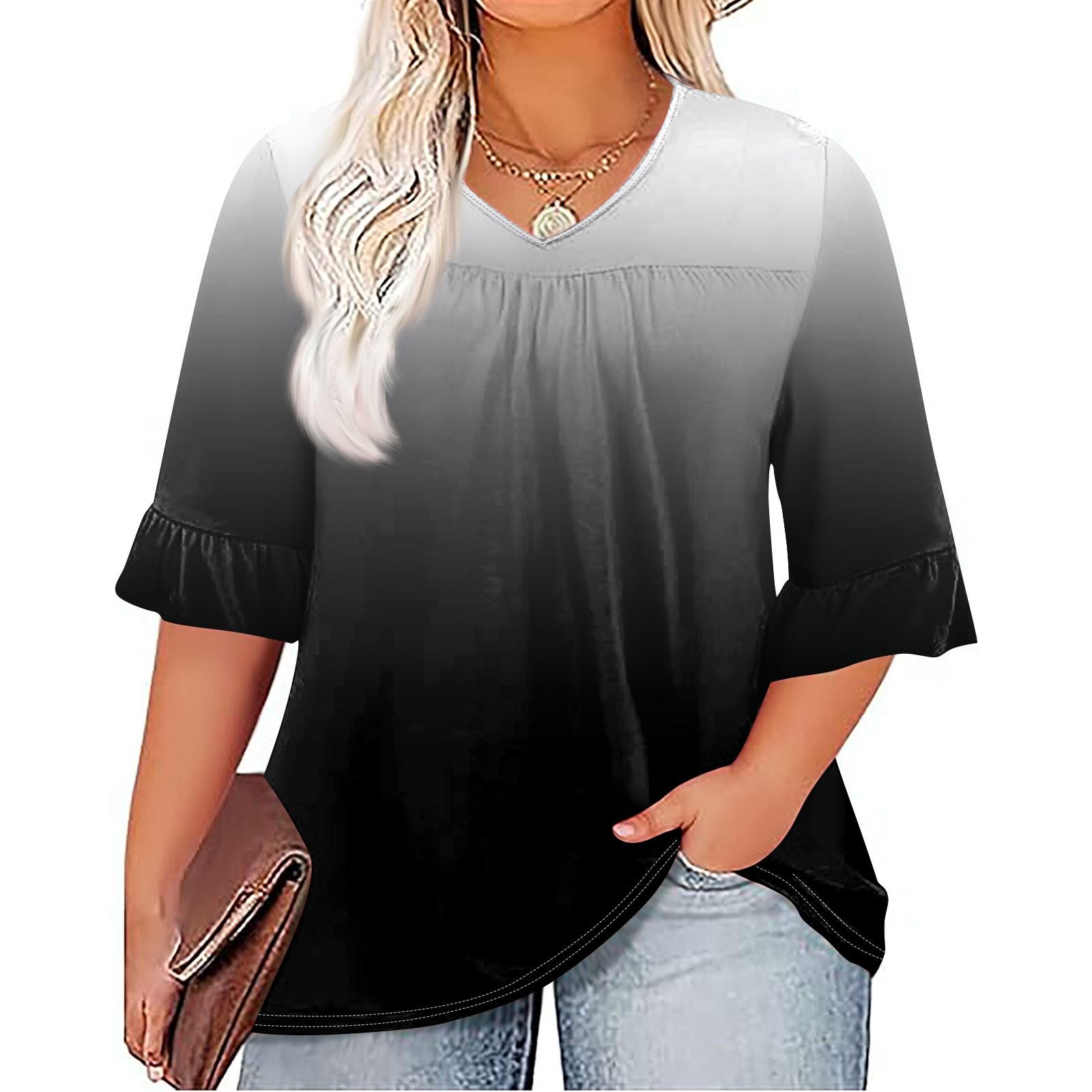 Женская мода, повседневная плиссированная футболка с v-образным вырезом и принтом, семиминутная футболка с рюшами и рукавами, топы больших размеров XXXL
Женская мода, повседневная плиссированная футболка с v-образным вырезом и принтом, семиминутная футболка с рюшами и рукавами, топы больших размеров XXXL