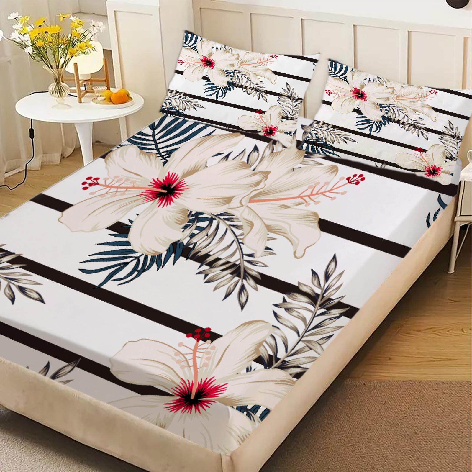 3pcs Fitted Sheet Set Black And White Stripes With Pink Roses Bed Sheet With Pillowcases For Bedroom Decor 150x200x25cm
3pcs Fitted Sheet Set Black And White Stripes With Pink Roses Bed Sheet With Pillowcases For Bedroom Decor 150x200x25cm