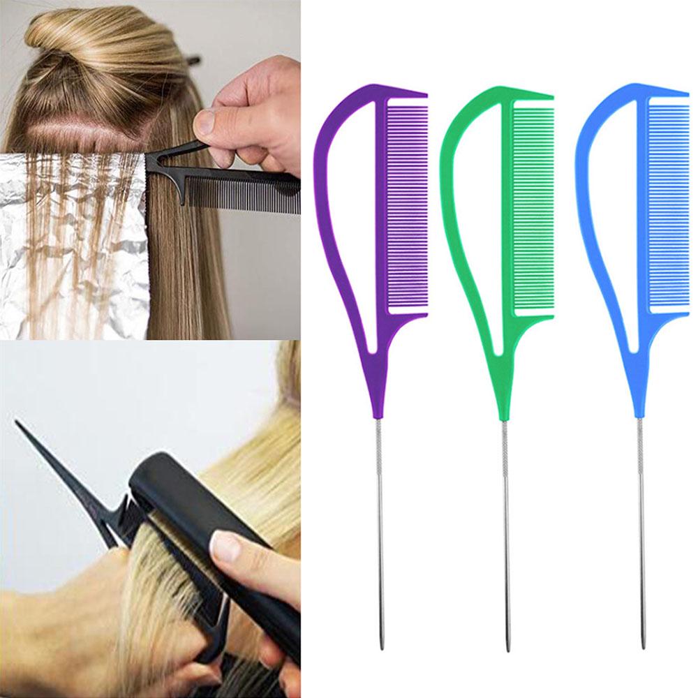 Metal Barbers Anti-static Straight Fine-tooth Rat Tail Comb Styling Tool Pin Tail Comb Hair Brush 
Metal Barbers Anti-static Straight Fine-tooth Rat Tail Comb Styling Tool Pin Tail Comb Hair Brush