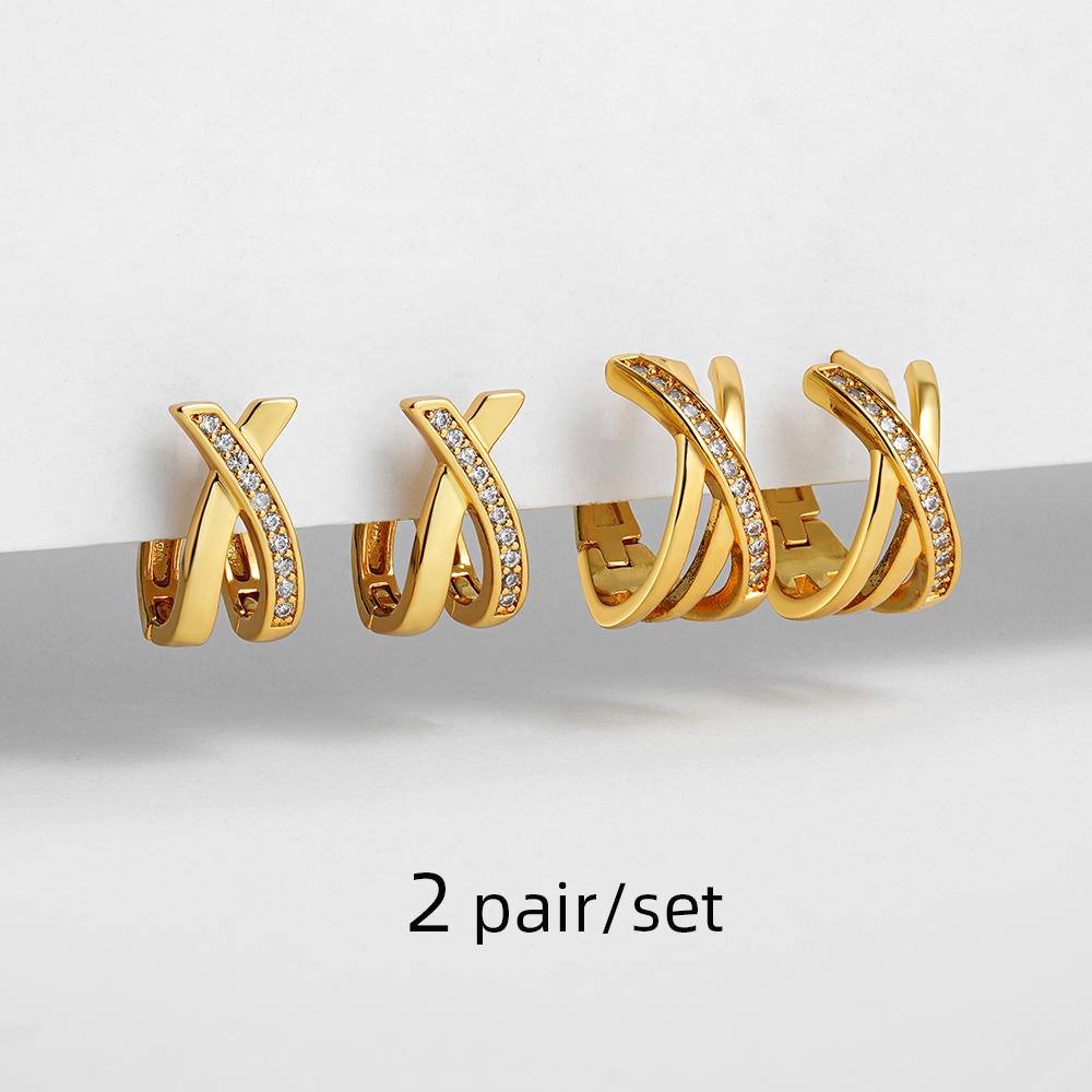 2pair Gold Plated CZ Zircon Criss-cross Ear Buckle Hoops Vintage Mini Hoop Earrings for Women Huggies Cartilage Piercing Zircon
2pair Gold Plated CZ Zircon Criss-cross Ear Buckle Hoops Vintage Mini Hoop Earrings for Women Huggies Cartilage Piercing Zircon