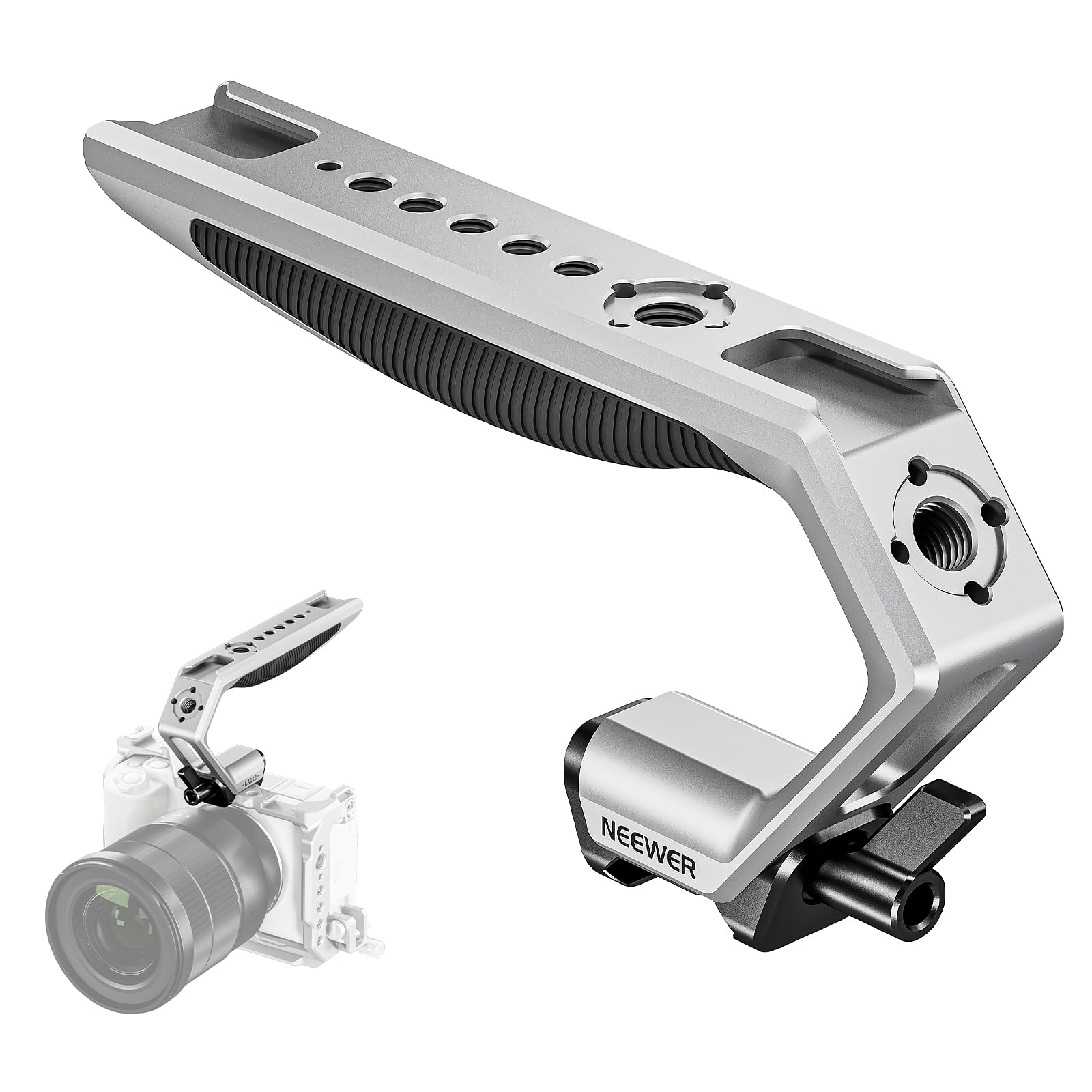 NEEWER Top Handle Camera Handle Quick Release NATO Silicone Screw for Shoe Compatible with Small Rig Camera Cage Silver CA111 Clamp/Non-slip
NEEWER Top Handle Camera Handle Quick Release NATO Silicone Screw for Shoe Compatible with Small Rig Camera Cage Silver CA111 Clamp/Non-slip