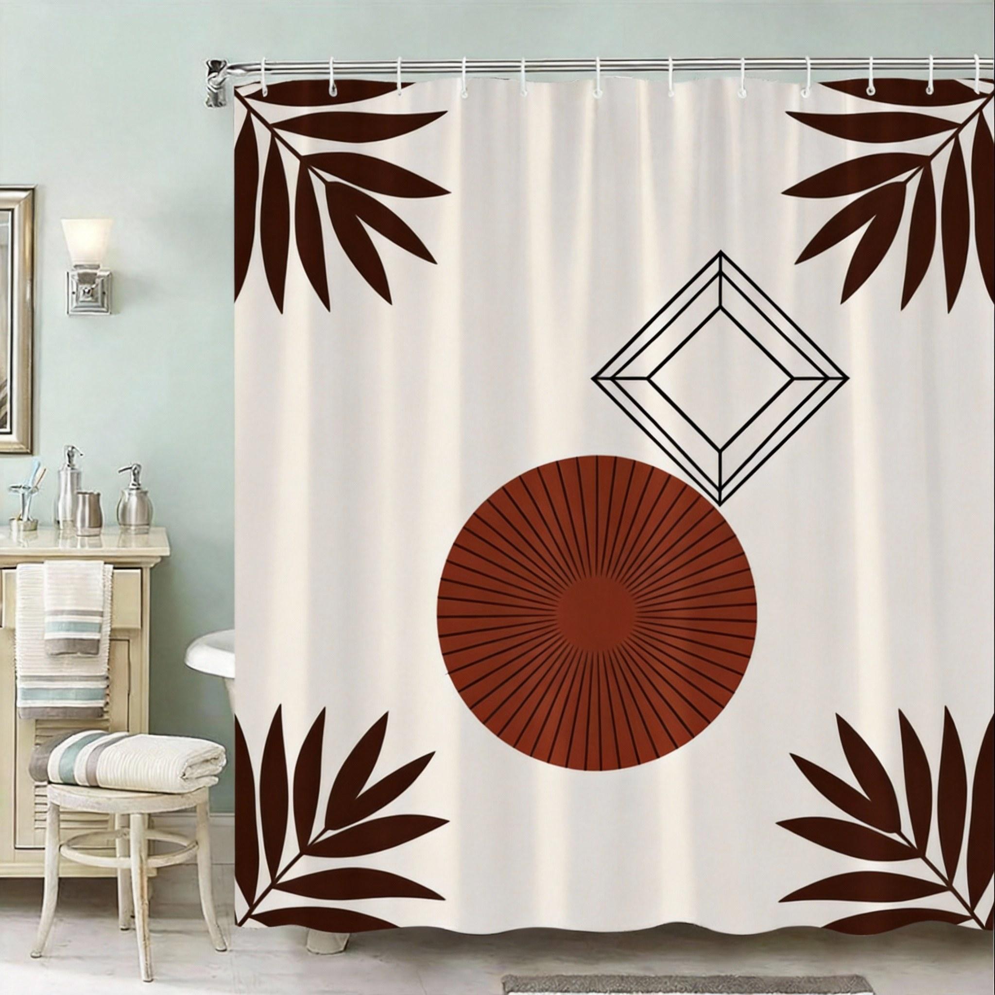Tropical Leaf Shower Curtain 180X180Cm – Brown Palm & Geometric Shapes On Cream, Modern Boho Bathroom Decor, 12 Hooks W60H190(CM)-1 Pcs
Tropical Leaf Shower Curtain 180X180Cm – Brown Palm & Geometric Shapes On Cream, Modern Boho Bathroom Decor, 12 Hooks W60H190(CM)-1 Pcs