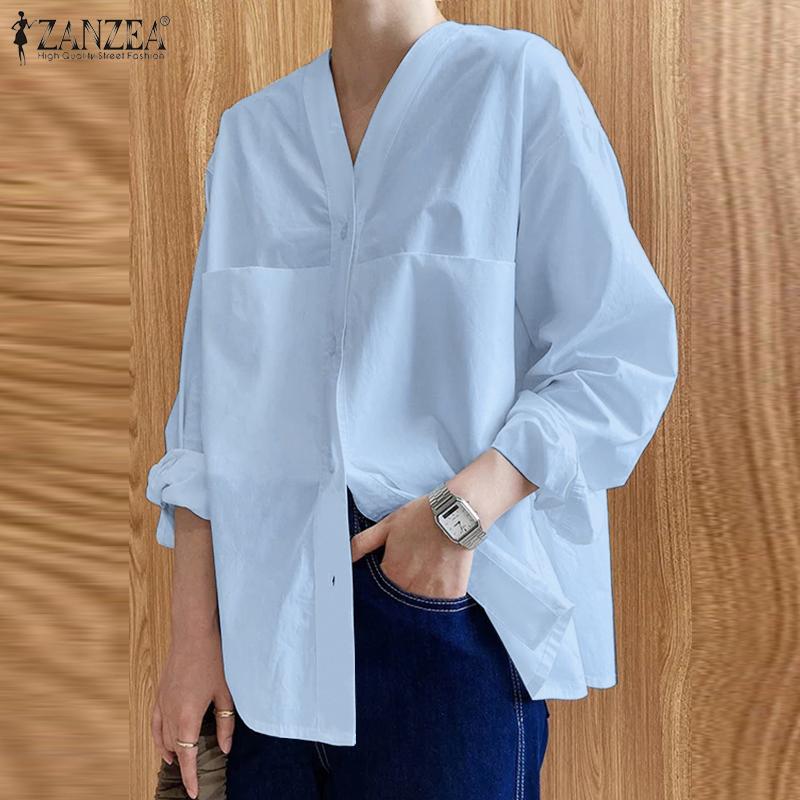 ZANZEA Женская однотонная свободная длинная рубашка с v-образным вырезом и длинными рукавами на пуговицах
ZANZEA Женская однотонная свободная длинная рубашка с v-образным вырезом и длинными рукавами на пуговицах