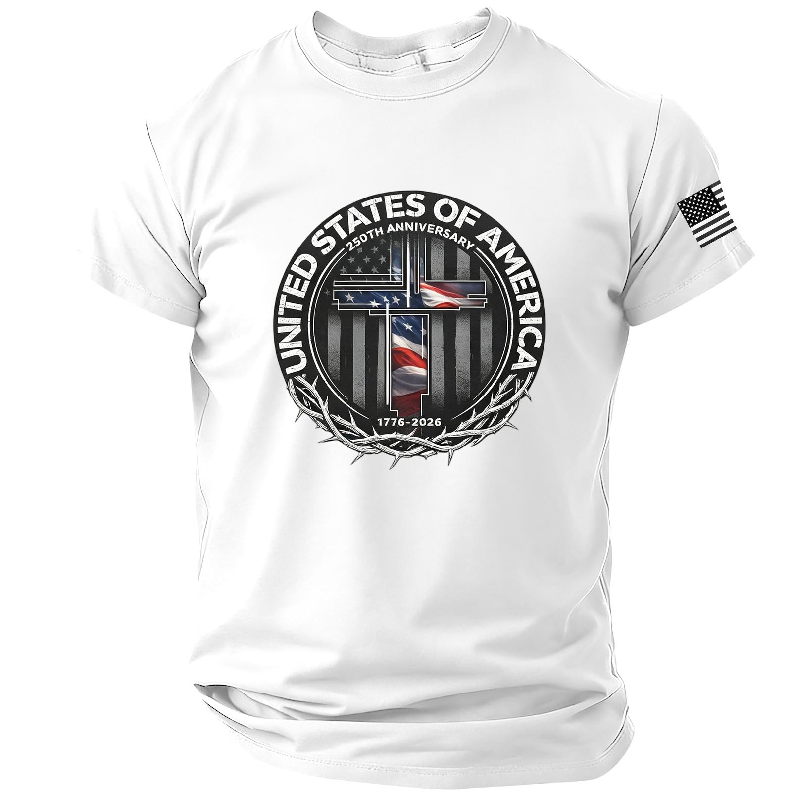 States of America 250th Anniversary 1776 2026 Short Sleeve Crewneck T Shirt with Printed Flag Design for Men XL білий
States of America 250th Anniversary 1776 2026 Short Sleeve Crewneck T Shirt with Printed Flag Design for Men XL білий