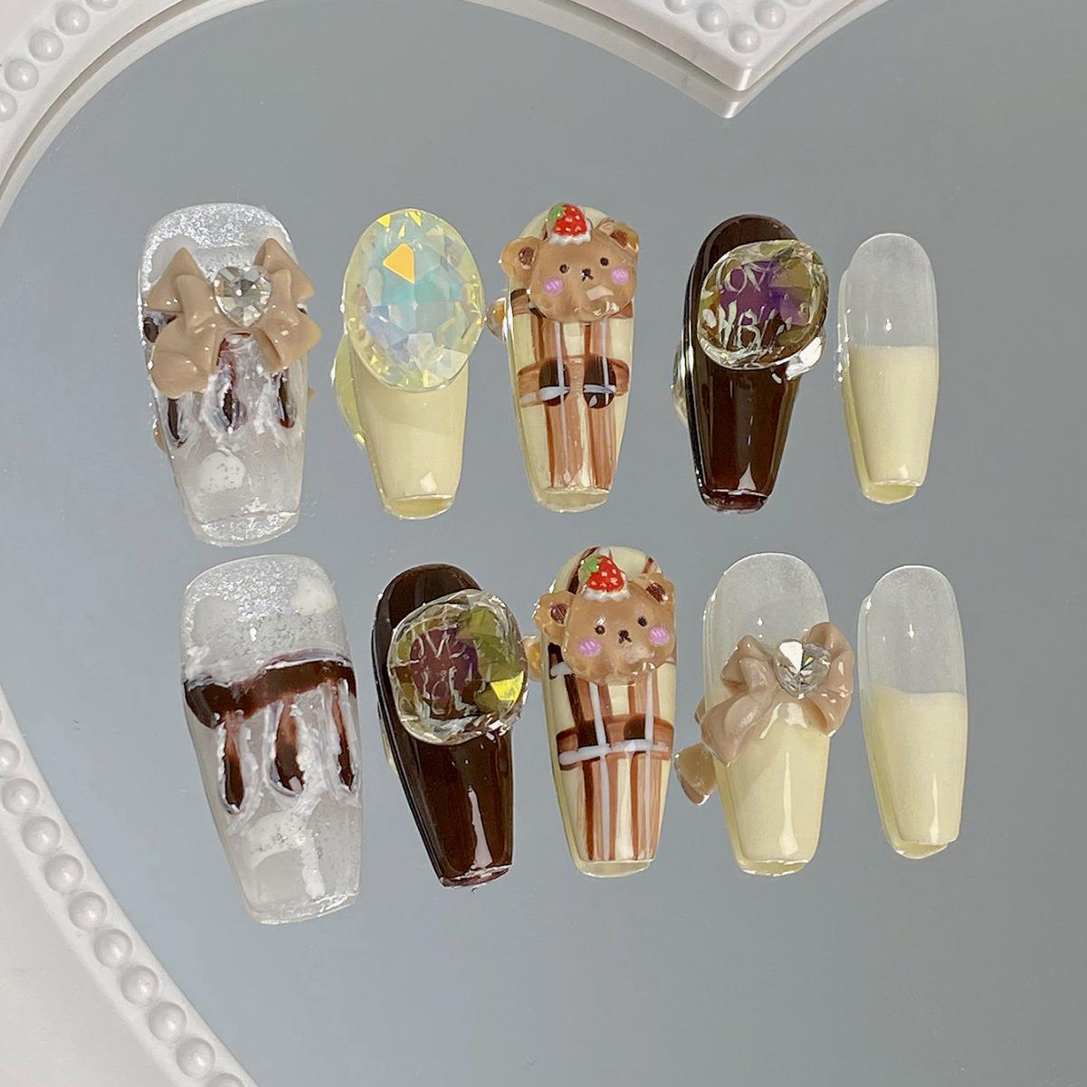 2024 Autumn/Winter Caramel Chocolate Teddy Bear Press-On Nails Caramel-S
2024 Autumn/Winter Caramel Chocolate Teddy Bear Press-On Nails Caramel-S
