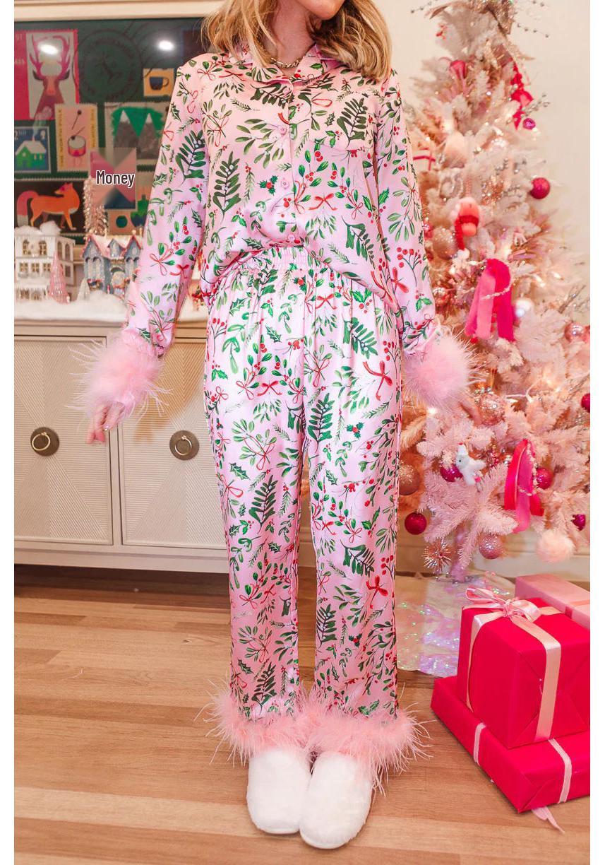 2023 Autumn/Winter European-American Satin Print Casual Pajama Set for Women L розовый
2023 Autumn/Winter European-American Satin Print Casual Pajama Set for Women L розовый