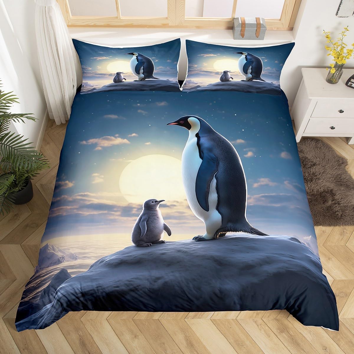 Carton Penguin Family Soft Duvet Cover Ful Quen,Watercolor Aurora Neon Beding Set,Adorable Lovely Wildlife Mountain Print Warm Comforter Cover 135*200cm Eu-Single
Carton Penguin Family Soft Duvet Cover Ful Quen,Watercolor Aurora Neon Beding Set,Adorable Lovely Wildlife Mountain Print Warm Comforter Cover 135*200cm Eu-Single